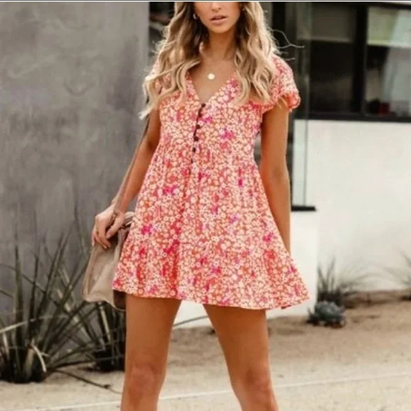 open lace back dress Skylar Maxi Dress Chiffon Floral Pink – Augustine main image 0